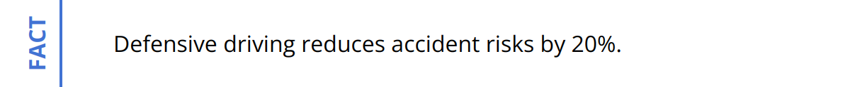 Fact - Defensive driving reduces accident risks by 20%.