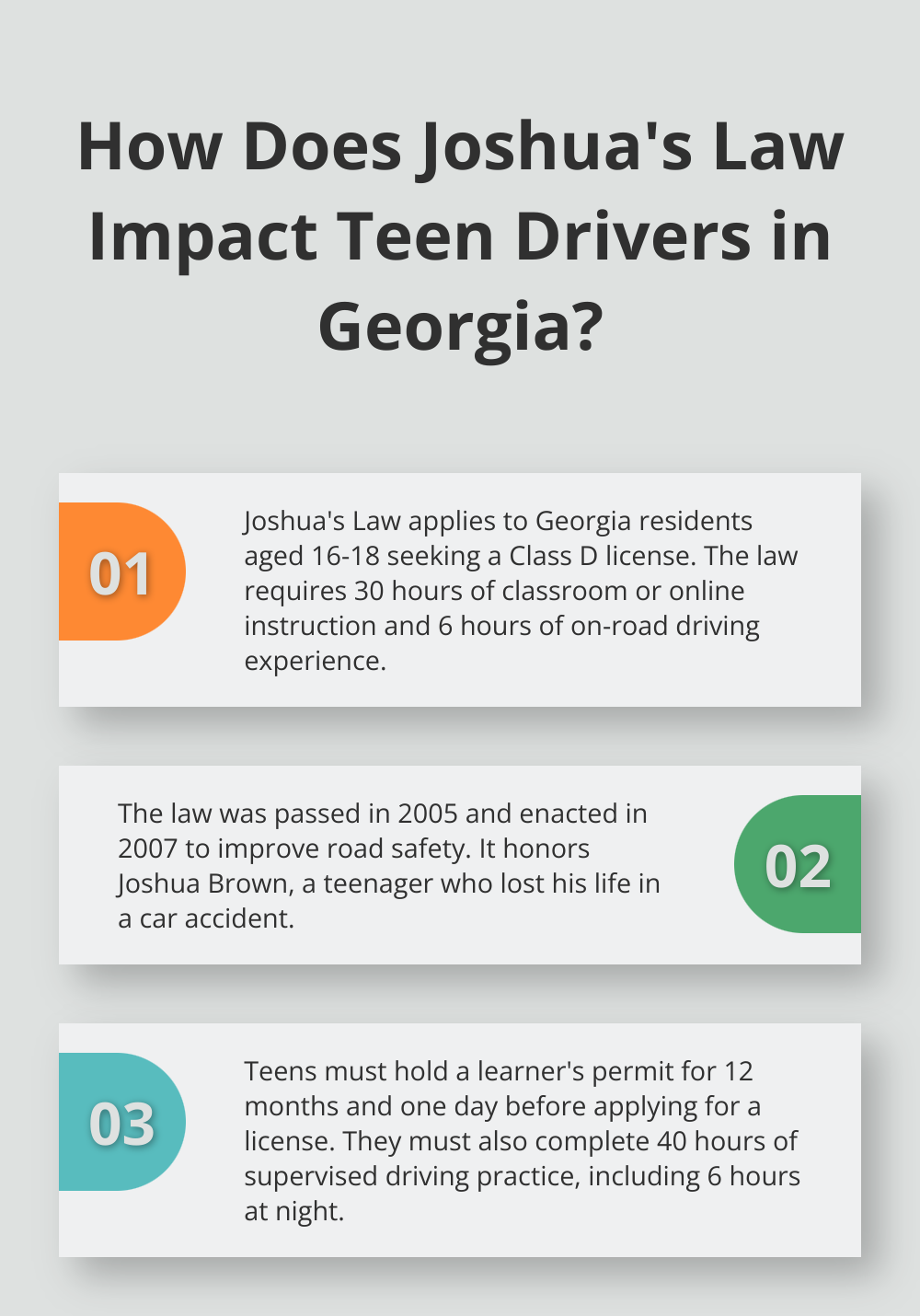 Infographic: How Does Joshua's Law Impact Teen Drivers in Georgia? - Joshua's Law course GA