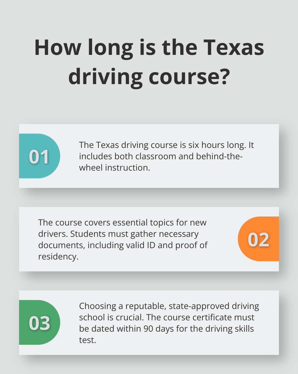 Infographic: How long is the Texas driving course? - 6 hour driving course