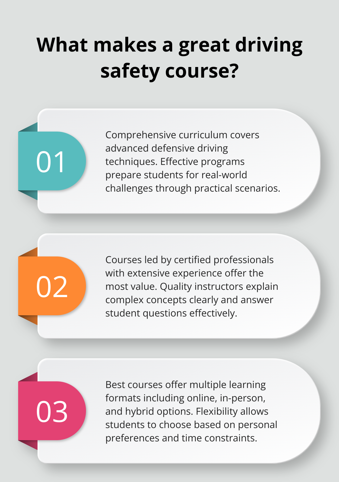 Infographic: What makes a great driving safety course? - driving safety course texas state approved