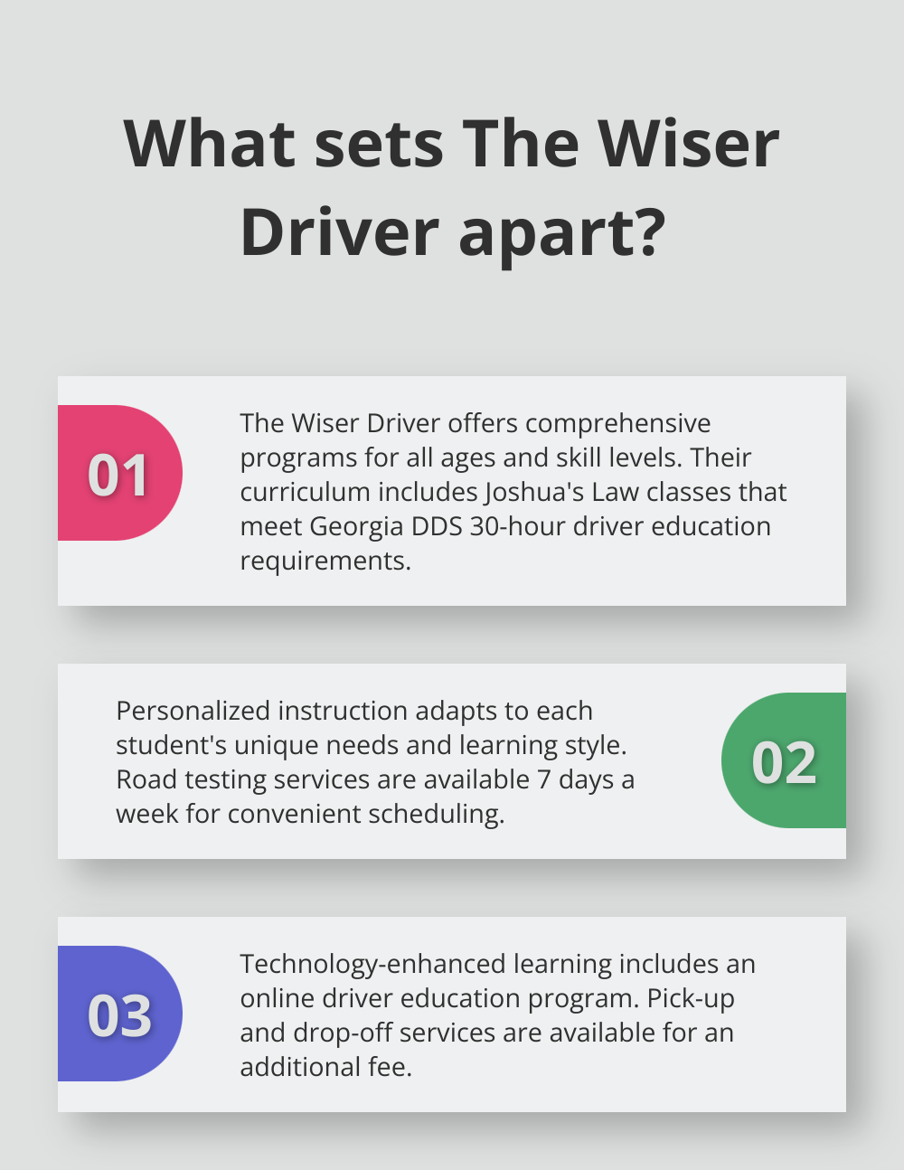 Infographic: What sets The Wiser Driver apart? - driving training course