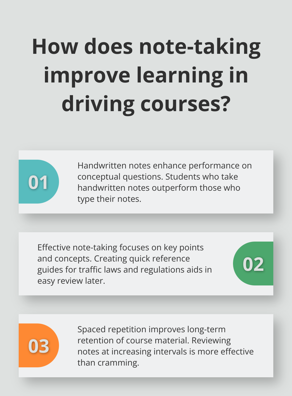 Infographic: How does note-taking improve learning in driving courses?