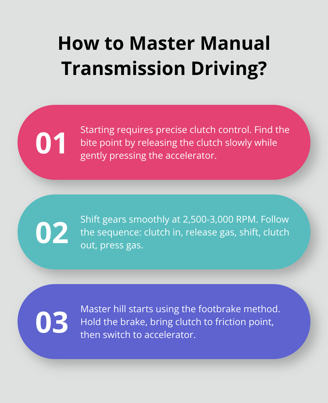 Infographic: How to Master Manual Transmission Driving? - stick shift driver training