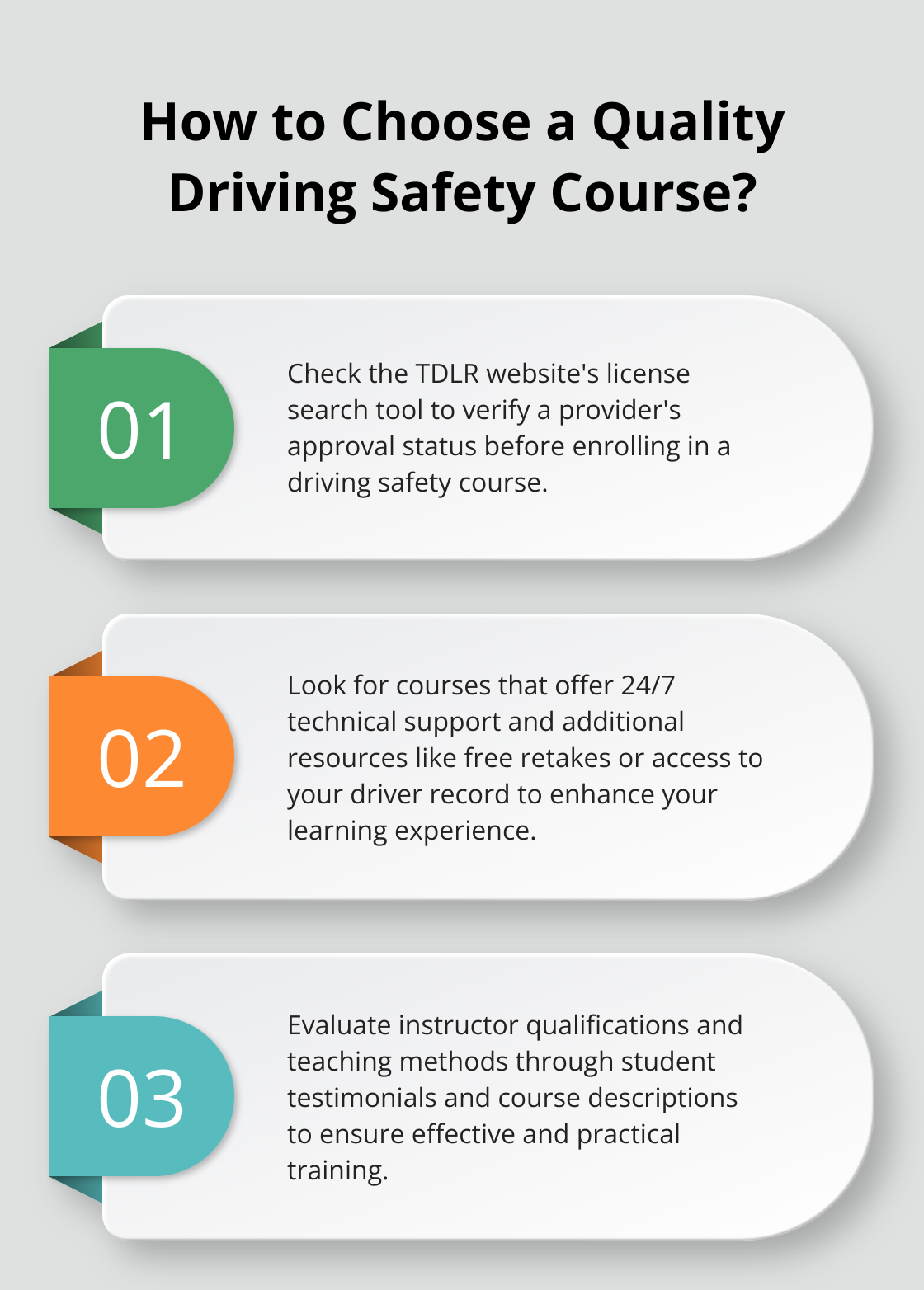 Infographic: How to Choose a Quality Driving Safety Course? - tdlr approved driving safety course