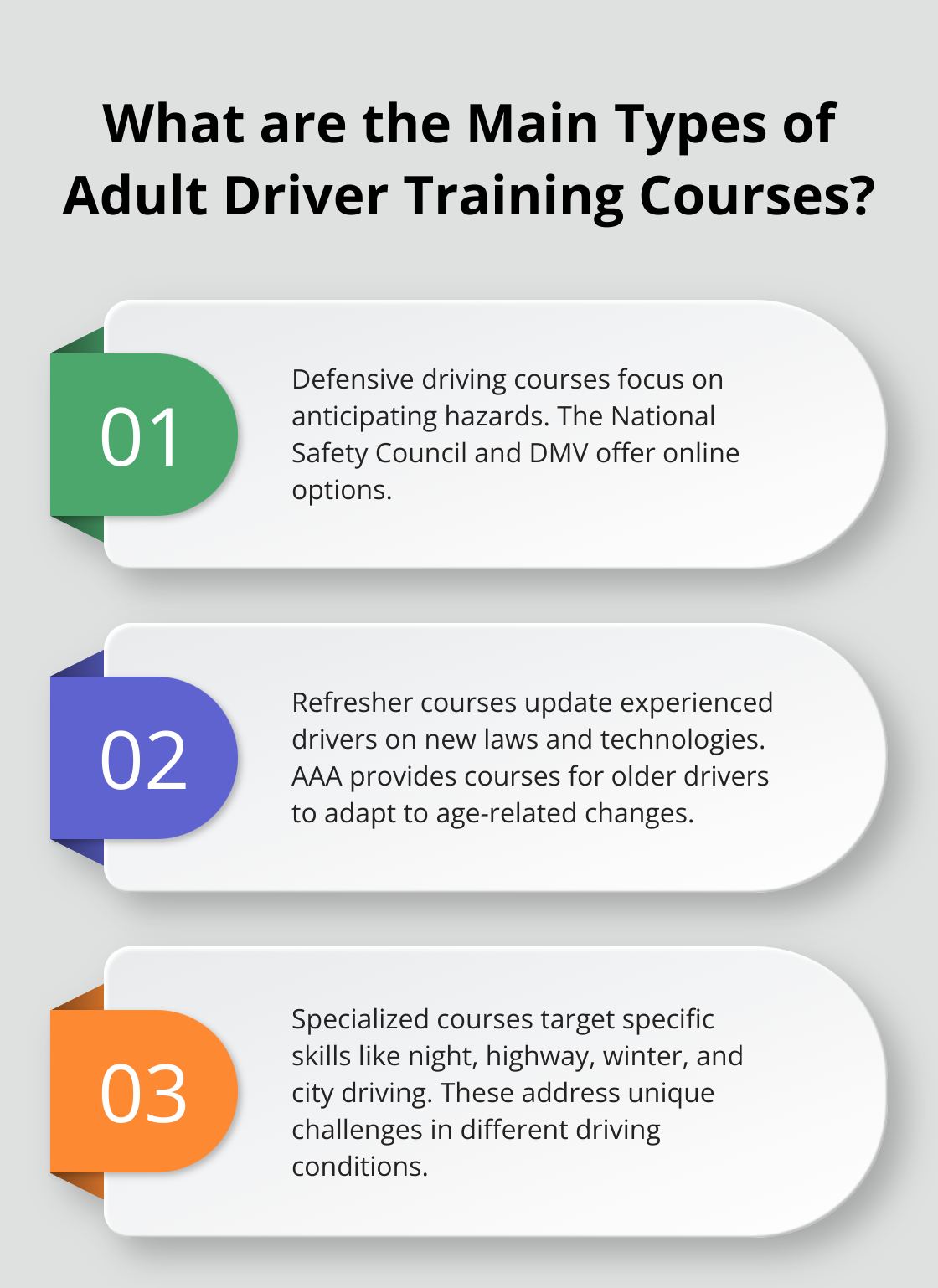 Infographic: What are the Main Types of Adult Driver Training Courses?