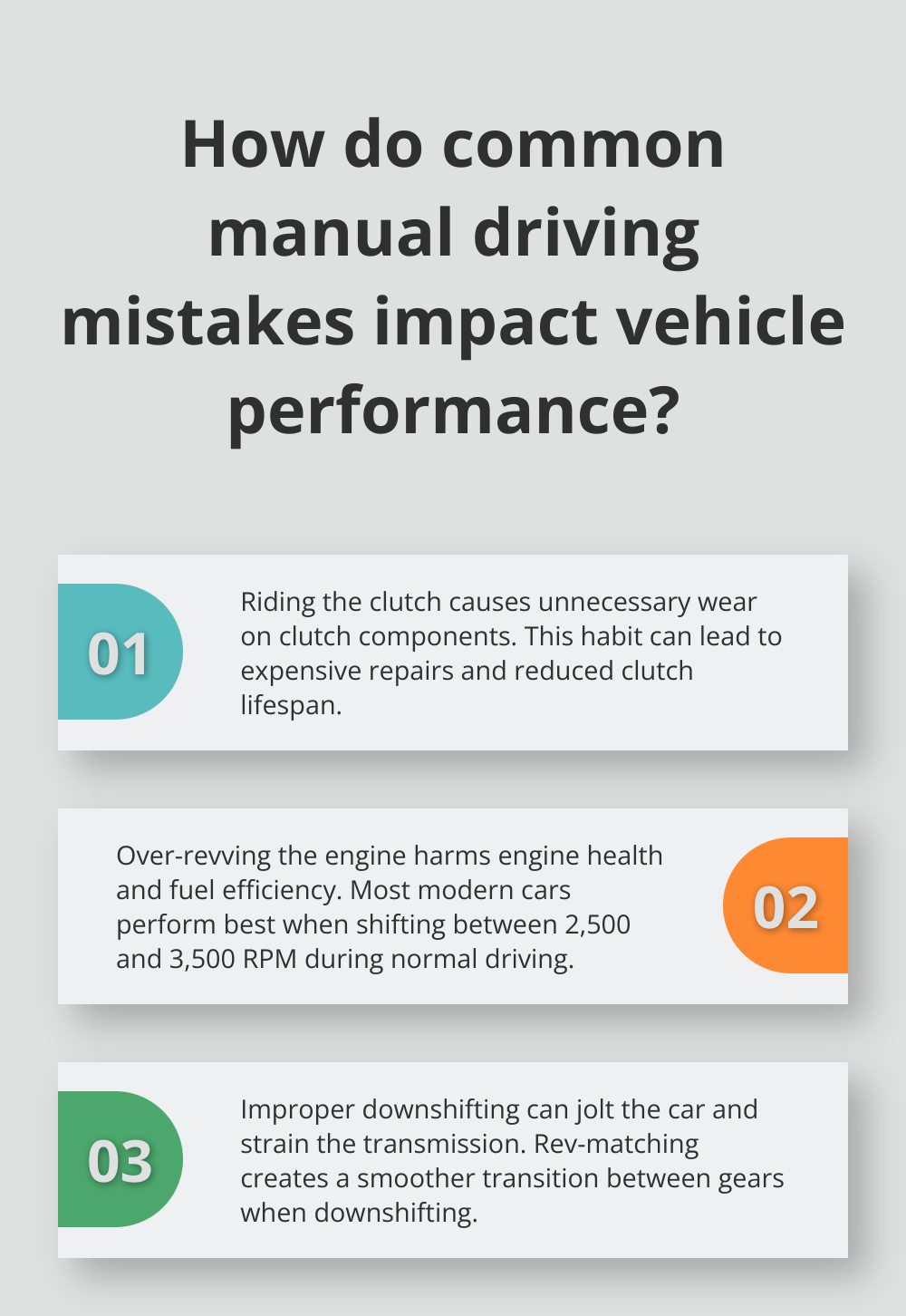 Infographic: How do common manual driving mistakes impact vehicle performance?