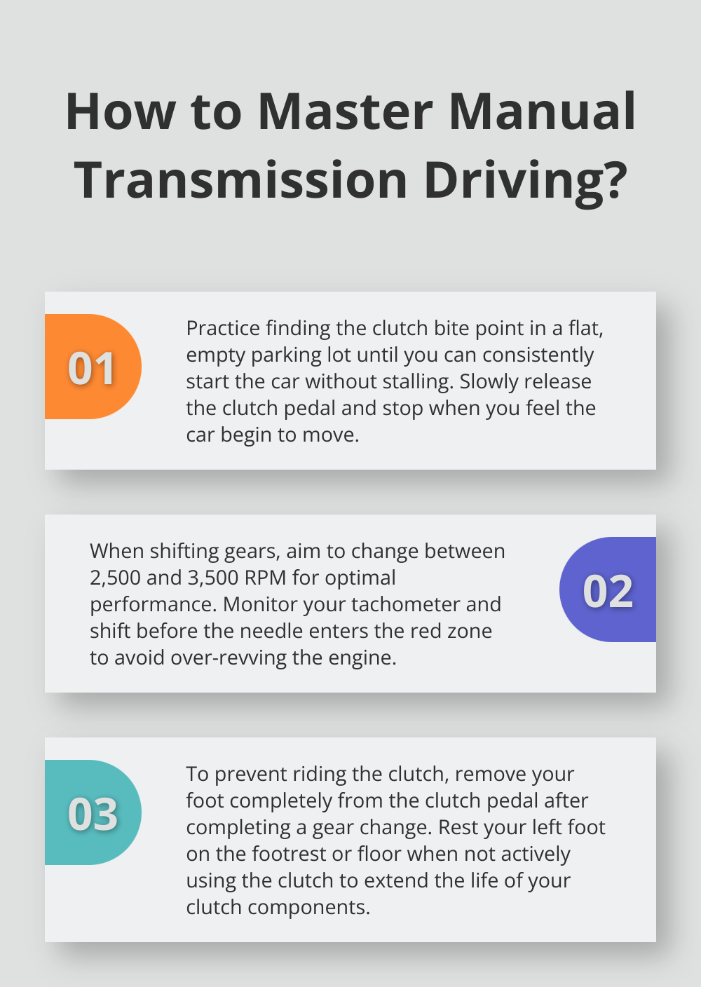 Infographic: How to Master Manual Transmission Driving? - manual driver training